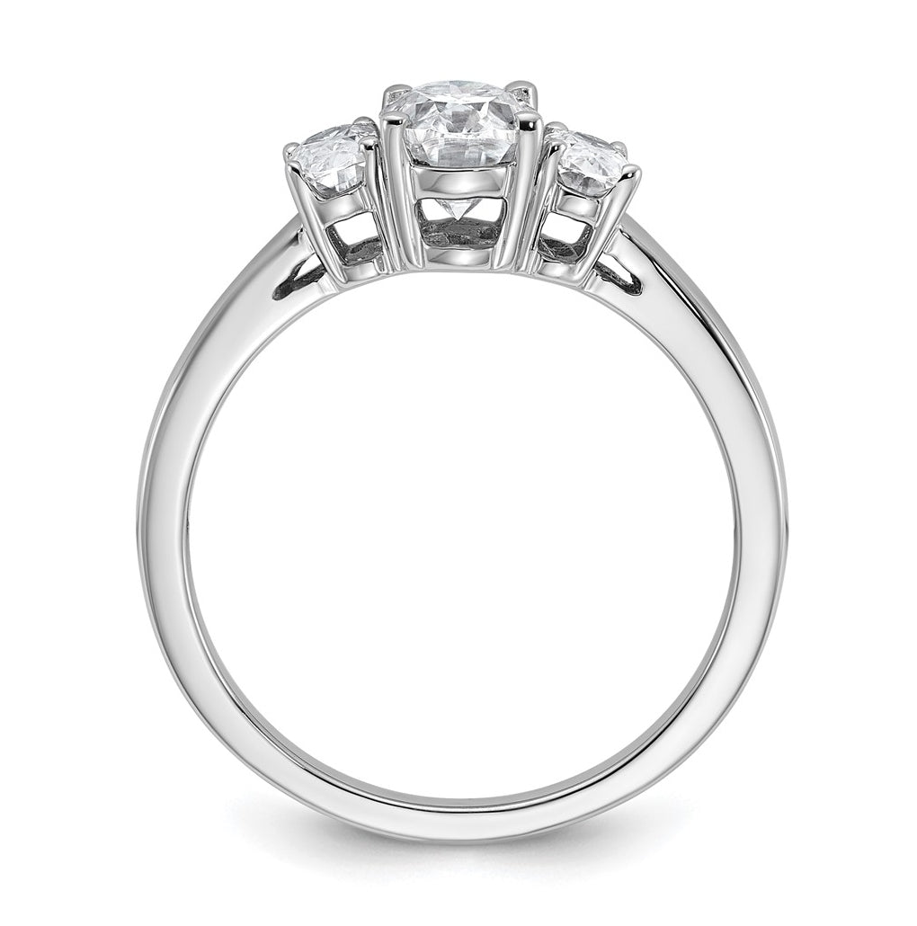 14K Yellow Or White Gold Lab Grown Diamond VS+ F+ Oval Complete Three Stone Engagement Ring