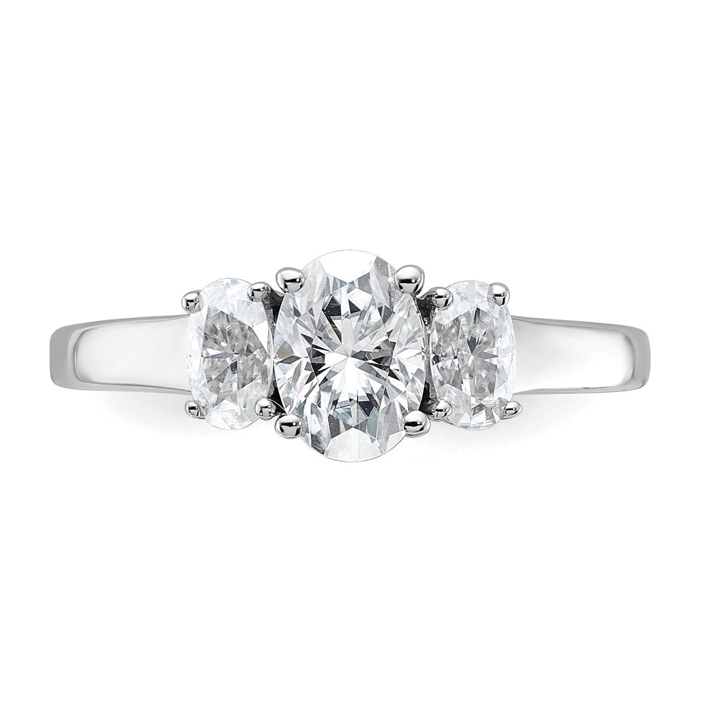 14K Yellow Or White Gold Lab Grown Diamond VS+ F+ Oval Complete Three Stone Engagement Ring