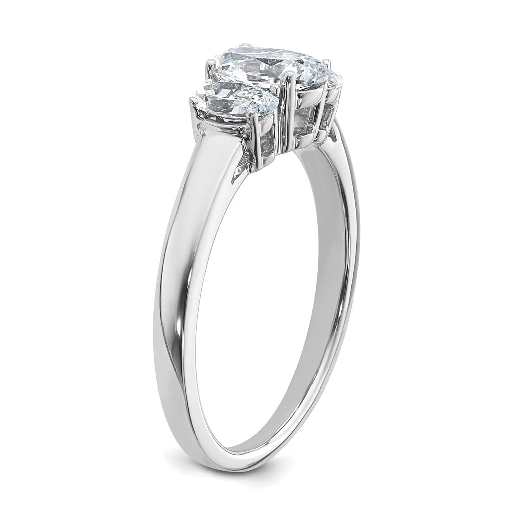 14K Yellow Or White Gold Lab Grown Diamond VS+ F+ Oval Complete Three Stone Engagement Ring