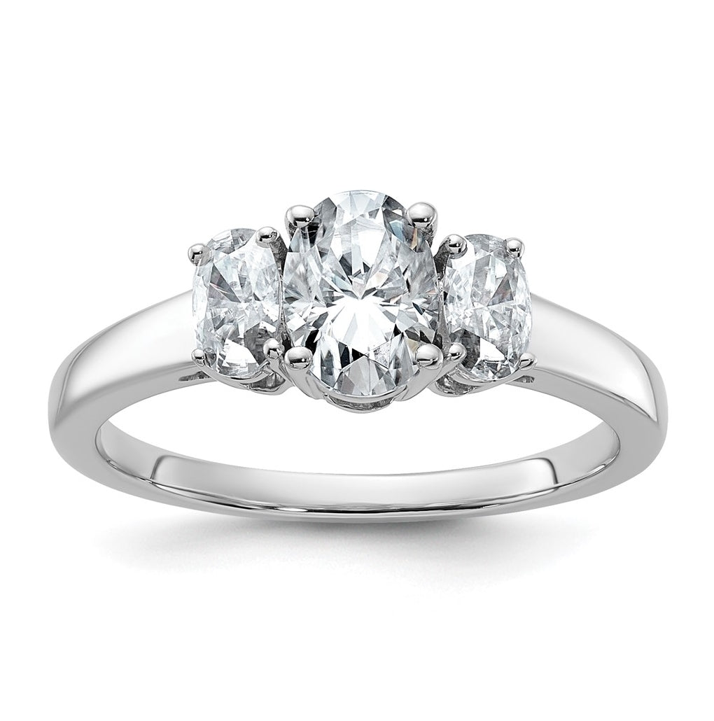 14K Yellow Or WHITE Gold Certified Lab Grown Diamond VS+ F+ Oval Complete Three Stone Engagement Ring