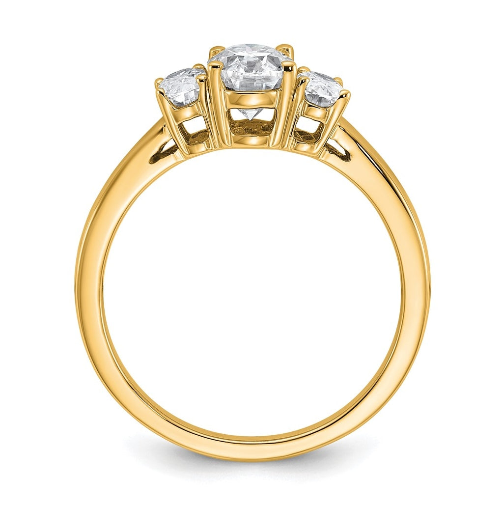14K Yellow Or WHITE Gold Certified Lab Grown Diamond VS+ F+ Oval Complete Three Stone Engagement Ring