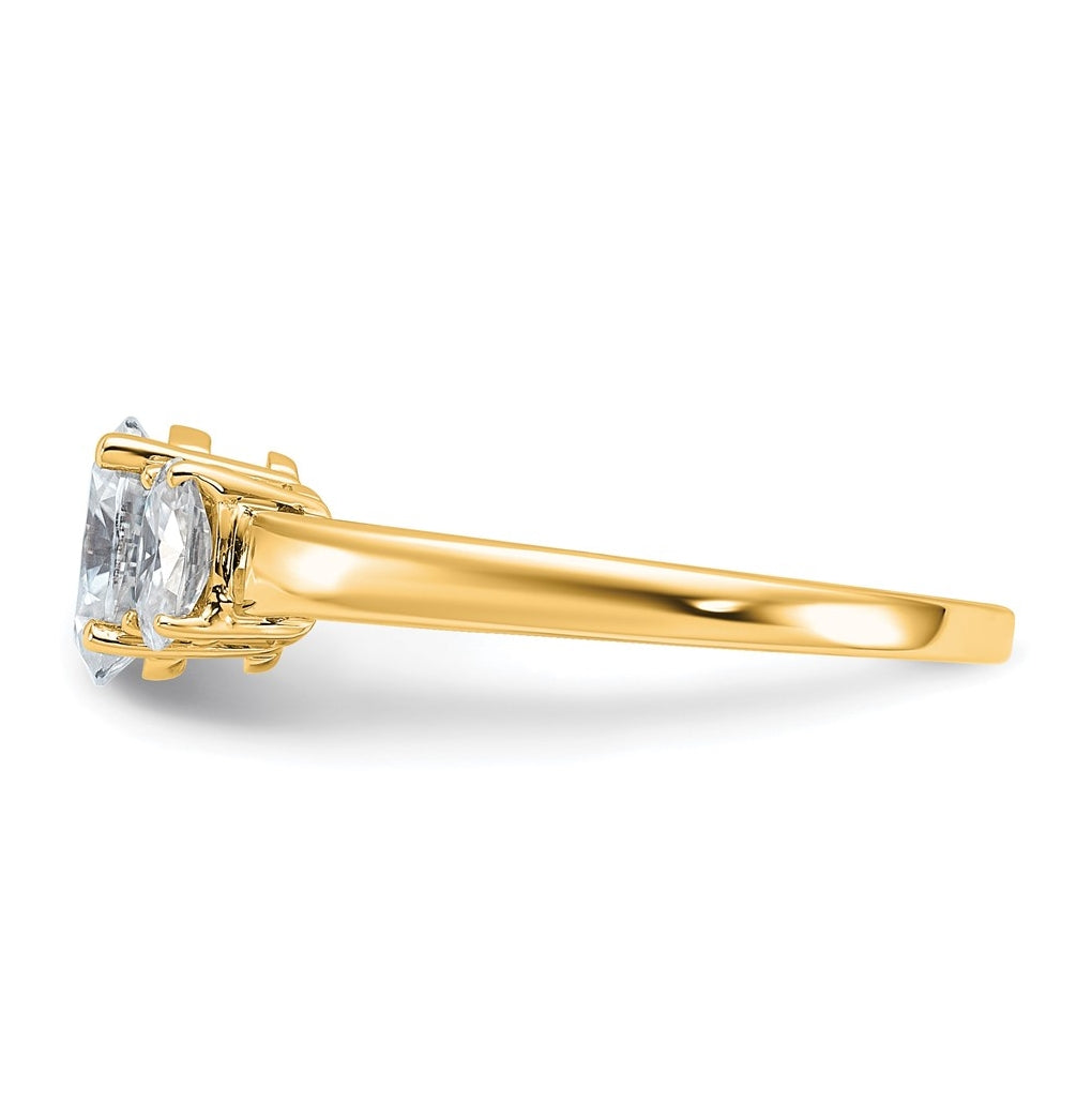 14K Yellow Or White Gold Lab Grown Diamond VS+ F+ Oval Complete Three Stone Engagement Ring