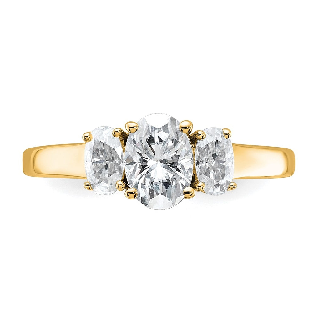 14K Yellow Or White Gold Lab Grown Diamond VS+ F+ Oval Complete Three Stone Engagement Ring
