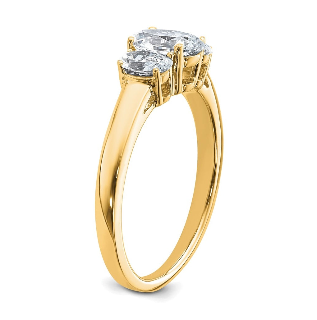 14K Yellow Or White Gold Lab Grown Diamond VS+ F+ Oval Complete Three Stone Engagement Ring
