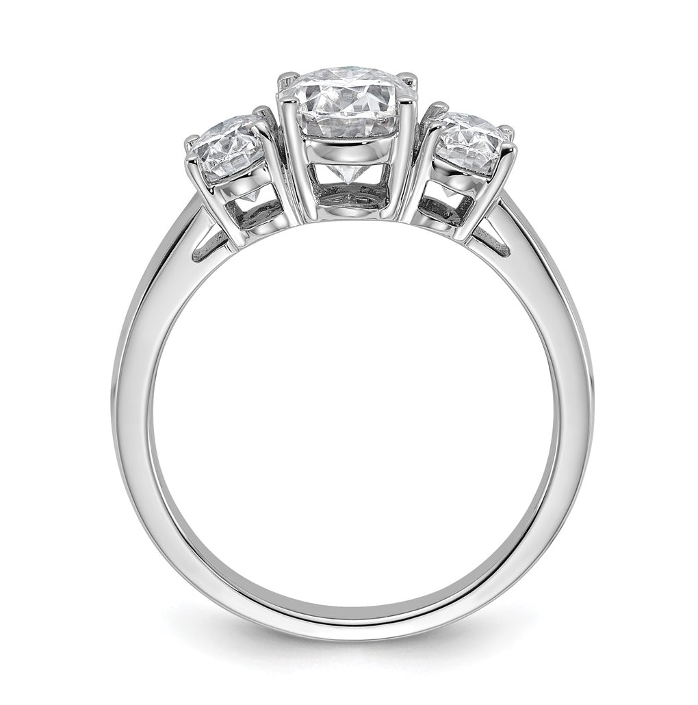 14K Yellow Or WHITE Gold Certified Lab Grown Diamond VS+ F+ Oval Complete Three Stone Engagement Ring