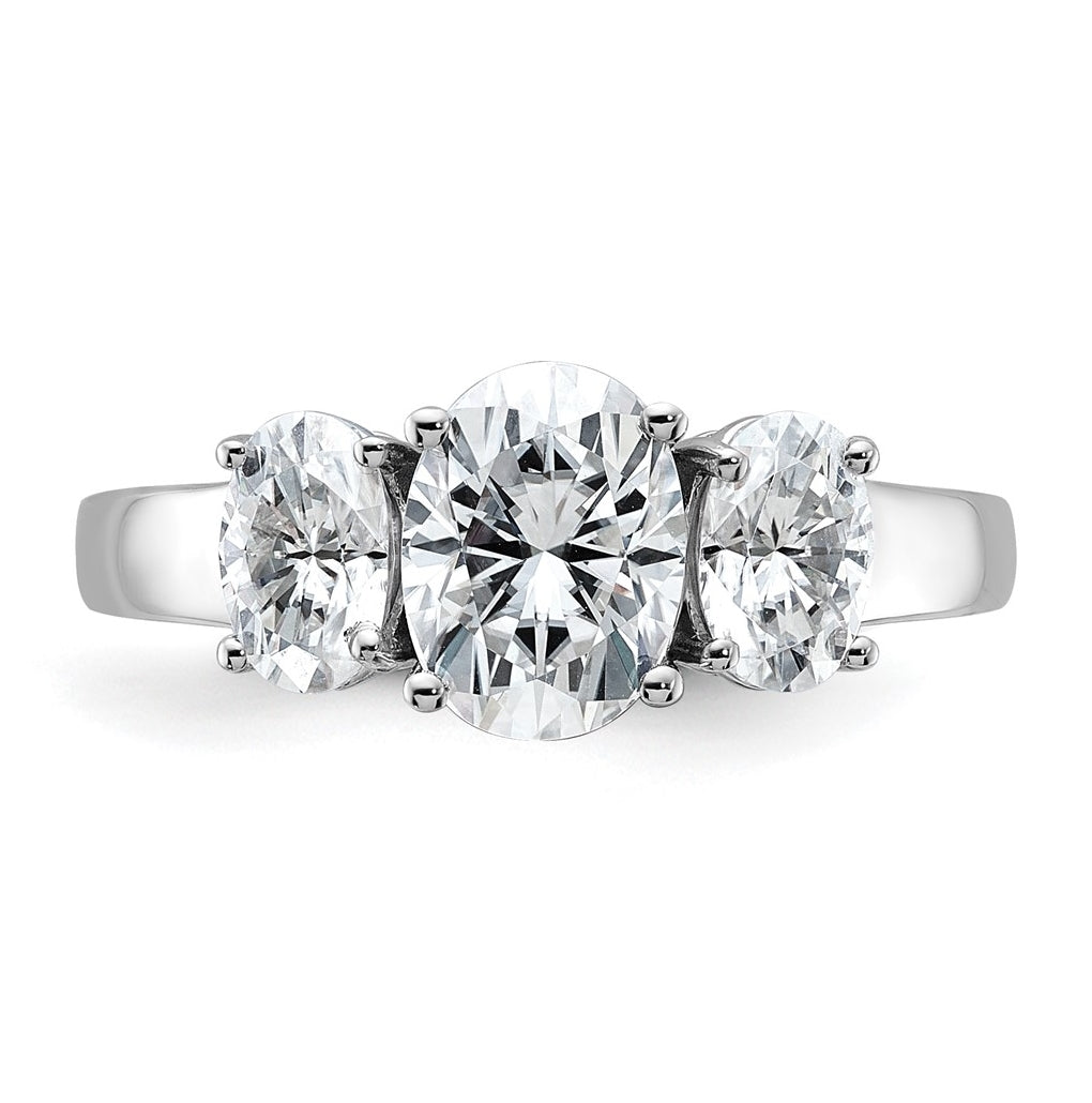 14K Yellow Or WHITE Gold Certified Lab Grown Diamond VS+ F+ Oval Complete Three Stone Engagement Ring