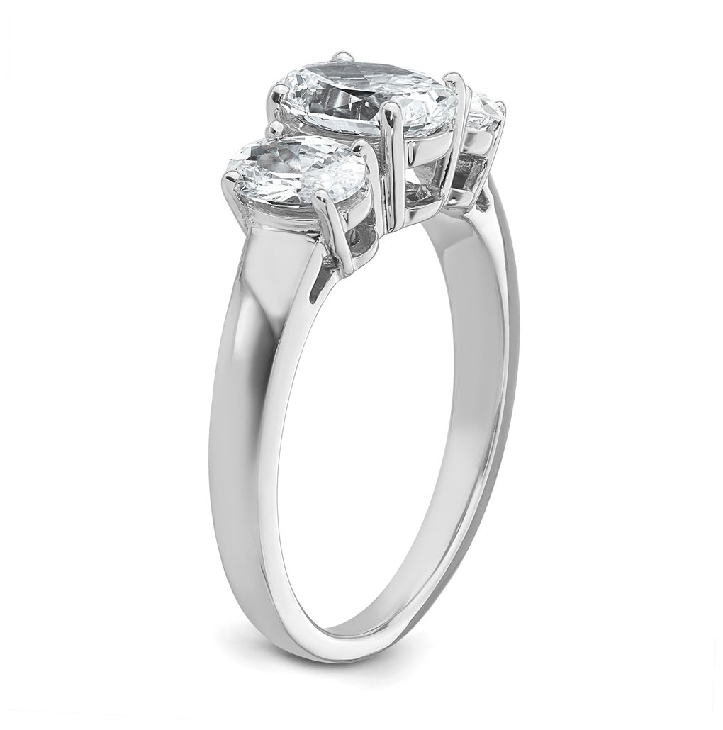 14K Yellow Or White Gold Lab Grown Diamond VS+ F+ Oval Complete Three Stone Engagement Ring