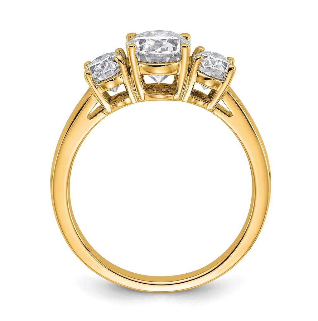 14K Yellow Or White Gold Lab Grown Diamond VS+ F+ Oval Complete Three Stone Engagement Ring