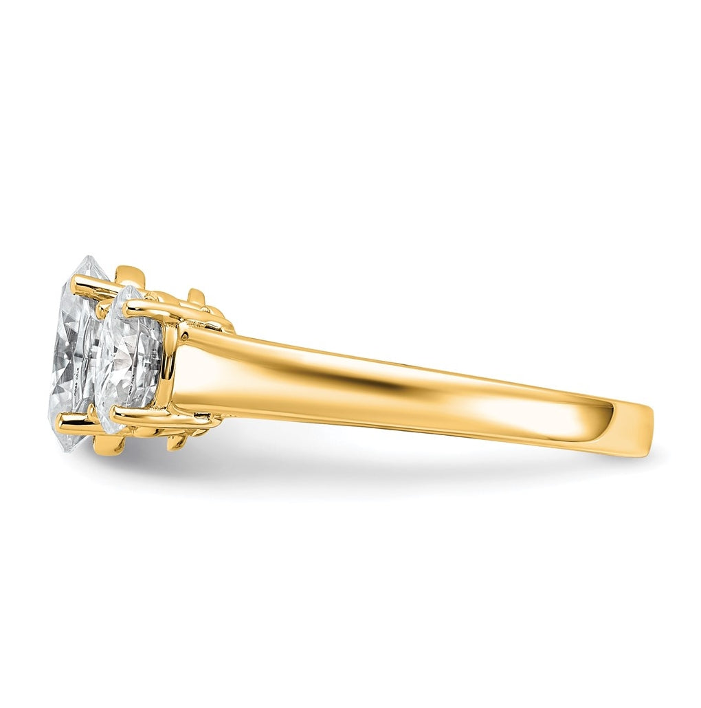 14K Yellow Or WHITE Gold Certified Lab Grown Diamond VS+ F+ Oval Complete Three Stone Engagement Ring