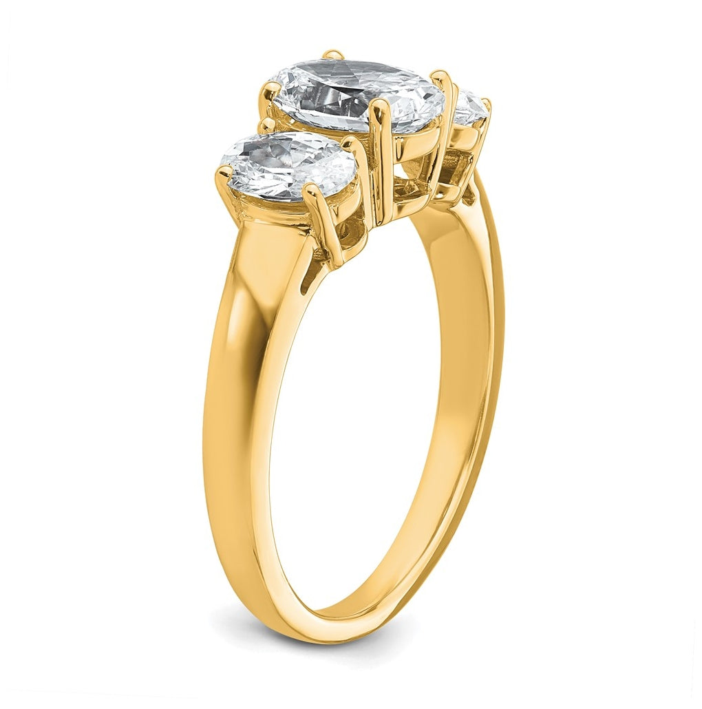 14K Yellow Or WHITE Gold Certified Lab Grown Diamond VS+ F+ Oval Complete Three Stone Engagement Ring