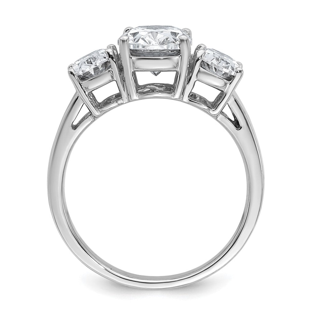 14K Yellow Or White Gold Lab Grown Diamond VS+ F+ Oval Complete Three Stone Engagement Ring