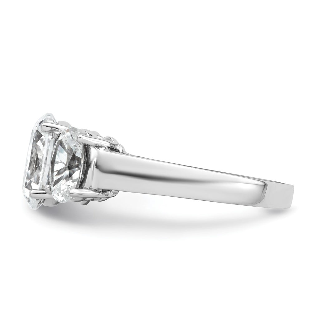 14K Yellow Or WHITE Gold Certified Lab Grown Diamond VS+ F+ Oval Complete Three Stone Engagement Ring