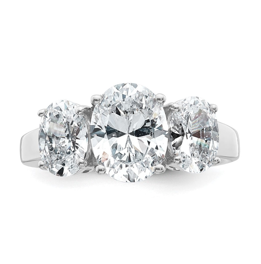 14K Yellow Or White Gold Lab Grown Diamond VS+ F+ Oval Complete Three Stone Engagement Ring