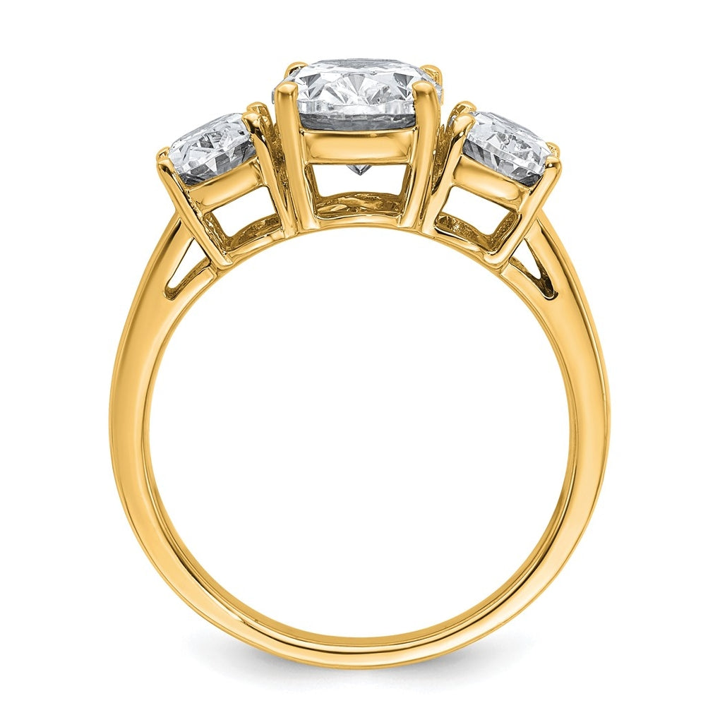 14K Yellow Or White Gold Lab Grown Diamond VS+ F+ Oval Complete Three Stone Engagement Ring