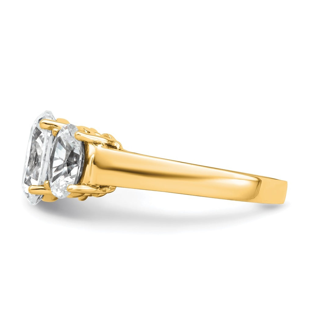 14K Yellow Or WHITE Gold Certified Lab Grown Diamond VS+ F+ Oval Complete Three Stone Engagement Ring