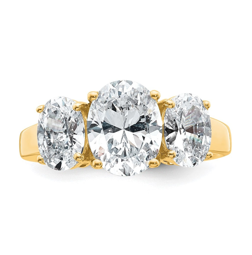 14K Yellow Or WHITE Gold Certified Lab Grown Diamond VS+ F+ Oval Complete Three Stone Engagement Ring