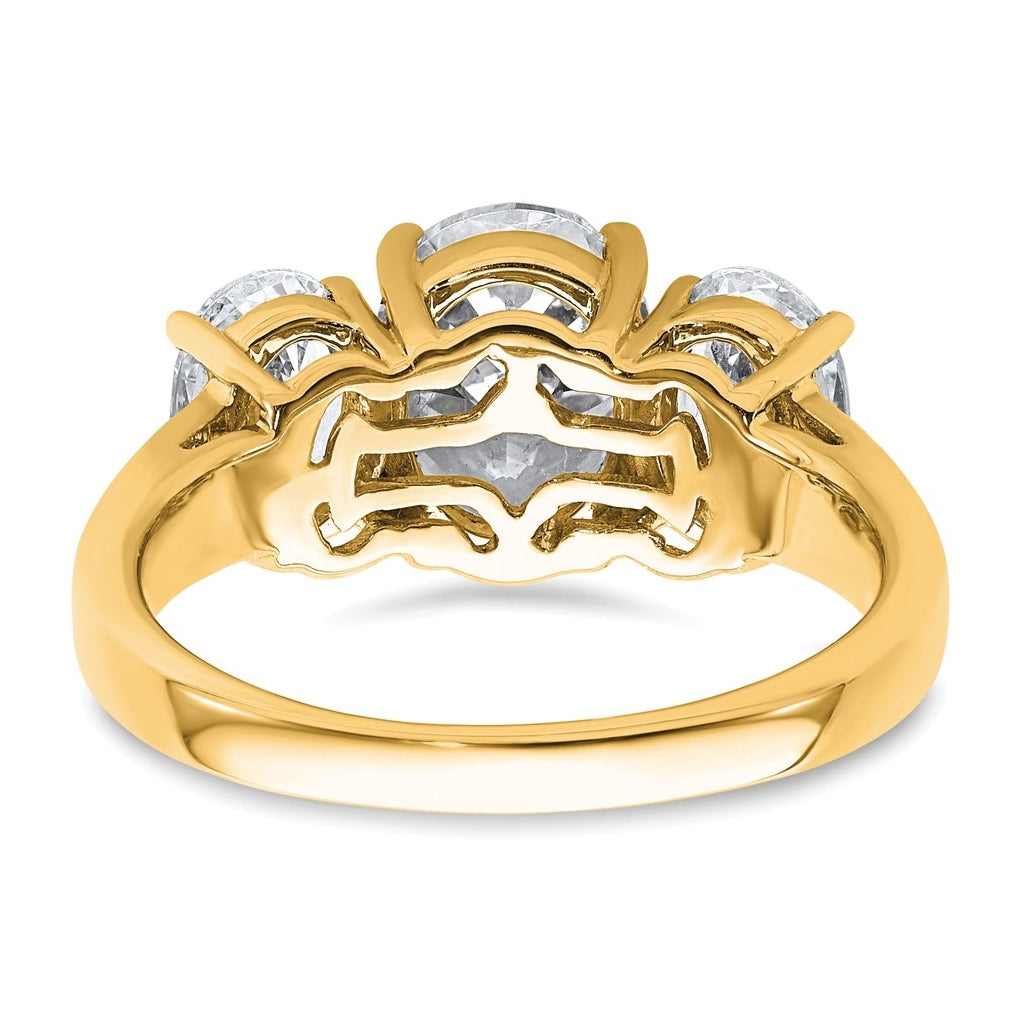 14K Yellow Or White Gold Lab Grown Diamond VS+ F+ Oval Complete Three Stone Engagement Ring