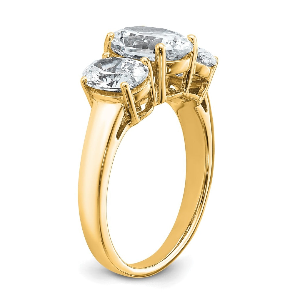 14K Yellow Or WHITE Gold Certified Lab Grown Diamond VS+ F+ Oval Complete Three Stone Engagement Ring