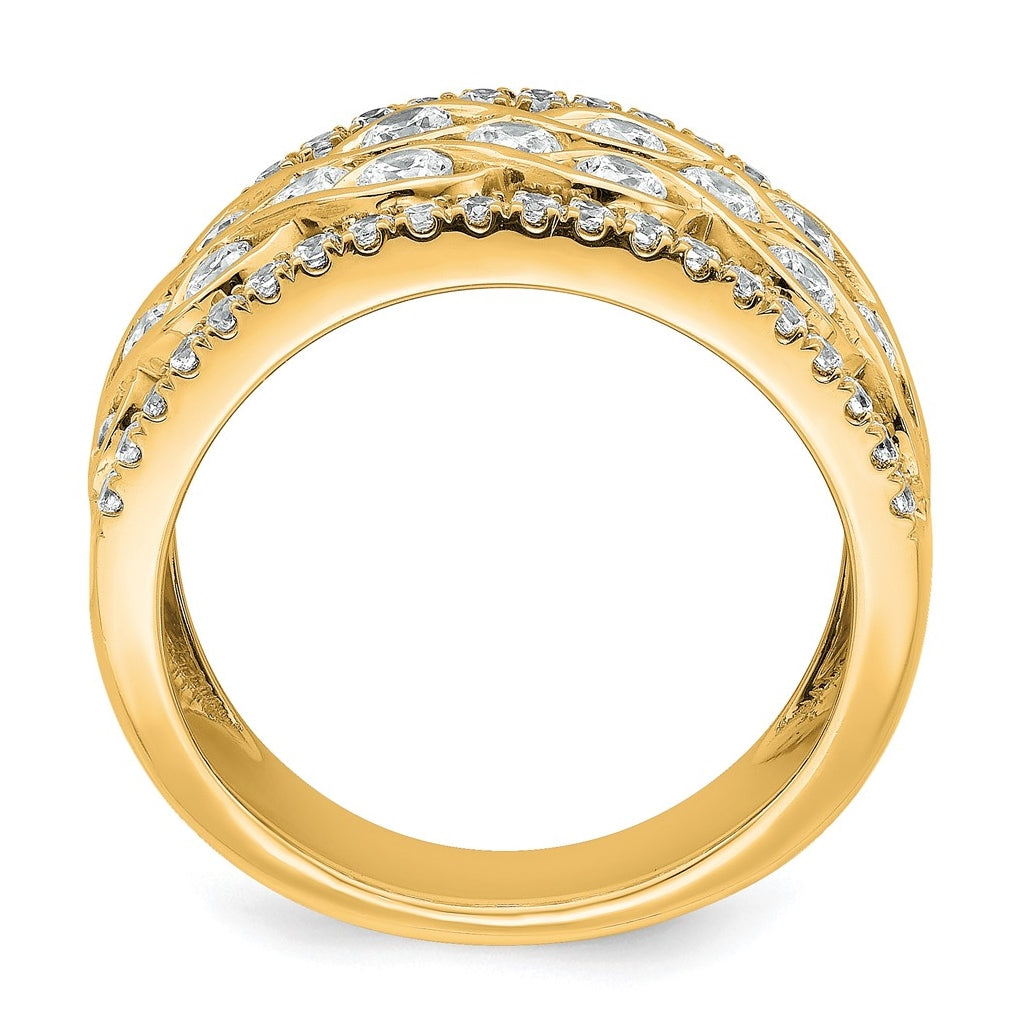 14k Yellow Gold 1 1/4 carat Lab Grown Diamond VS+ F+ Complete Fashion Band