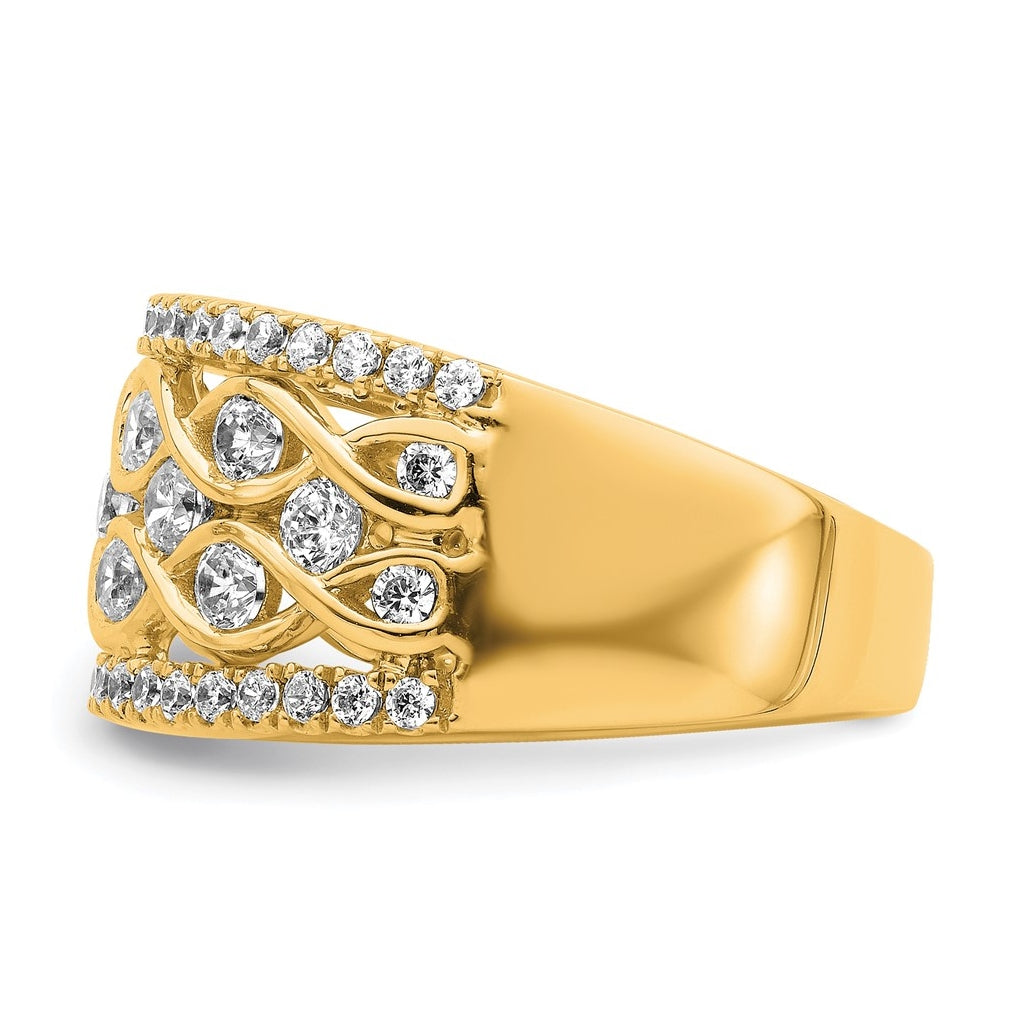 14k Yellow Gold 1 1/4 carat Lab Grown Diamond VS+ F+ Complete Fashion Band