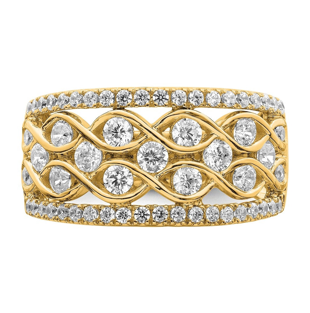 14k Yellow Gold 1 1/4 carat Lab Grown Diamond VS+ F+ Complete Fashion Band