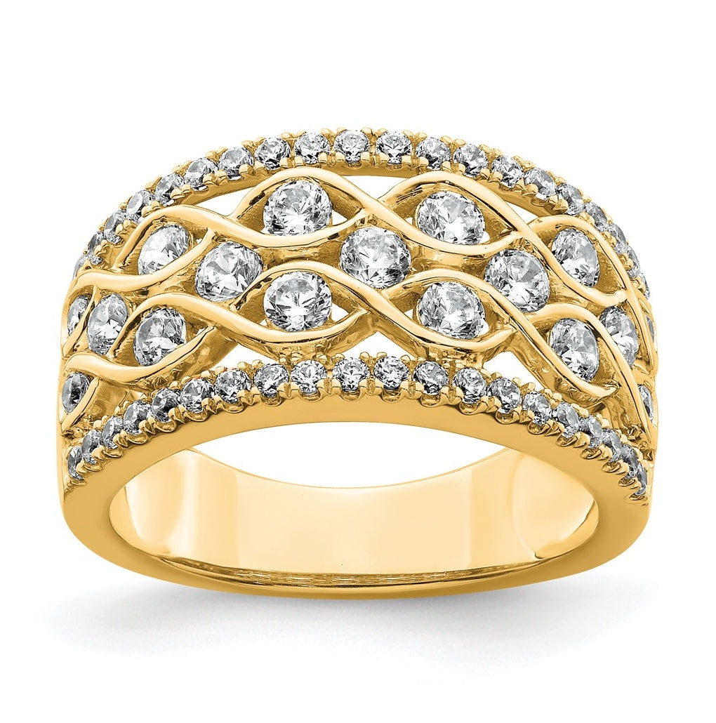 14k Yellow Gold 1 1/4 carat Lab Grown Diamond VS+ F+ Complete Fashion Band