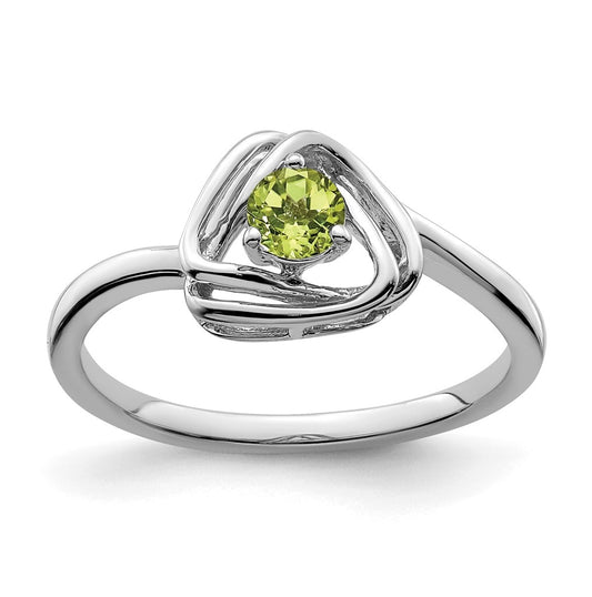 14k White Gold Peridot Triangle Ring, Size 7