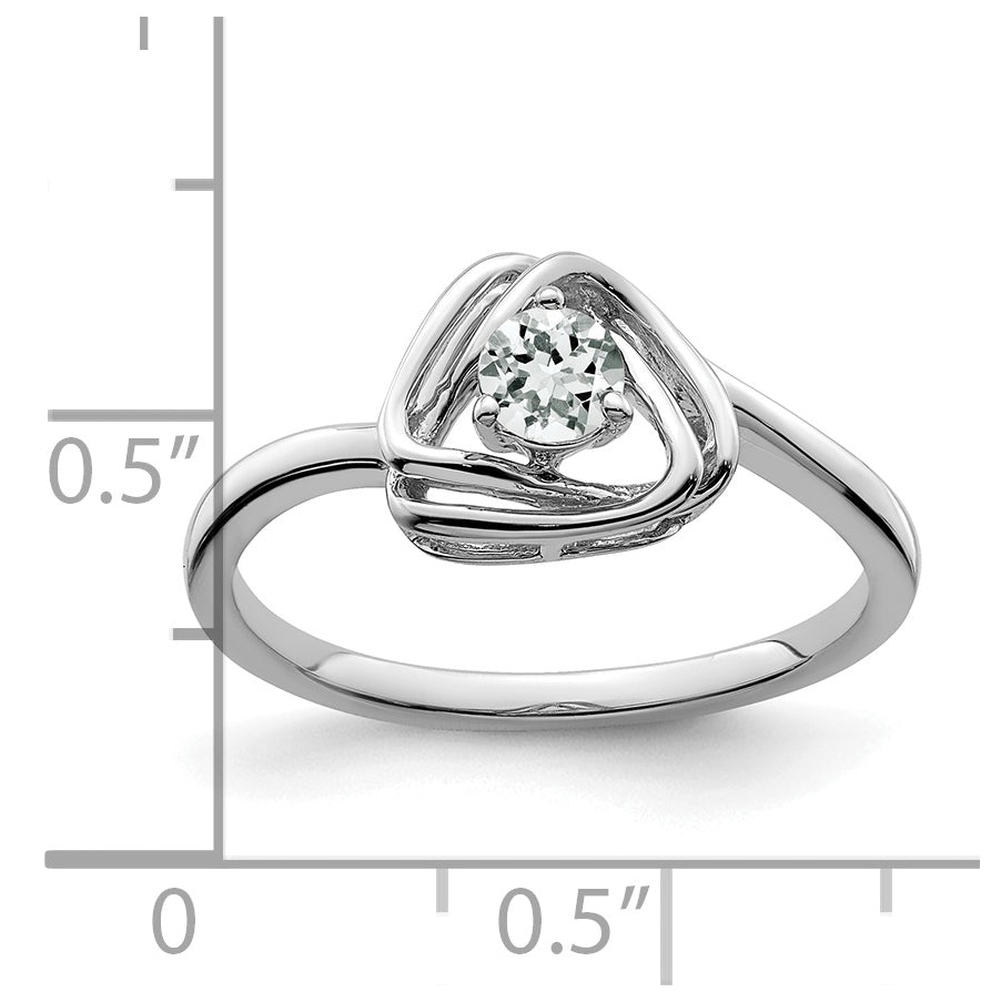 14k White Gold White Topaz Triangle Ring, Size 6