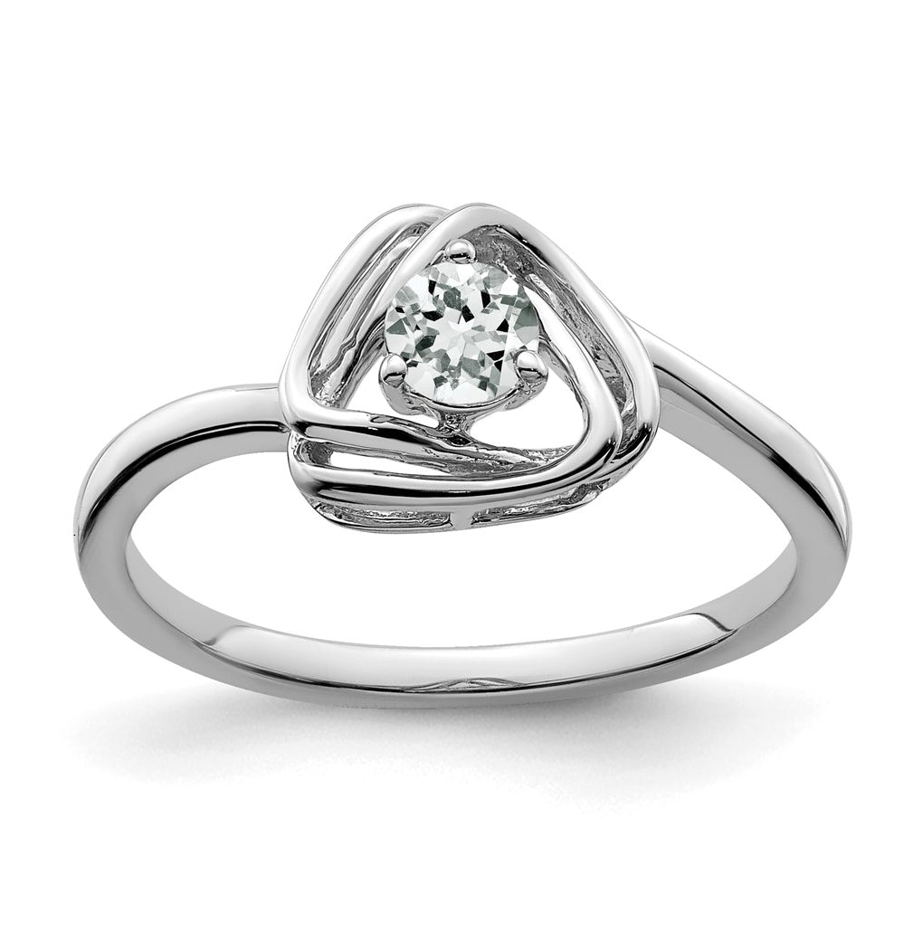 14k White Gold White Topaz Triangle Ring, Size 6