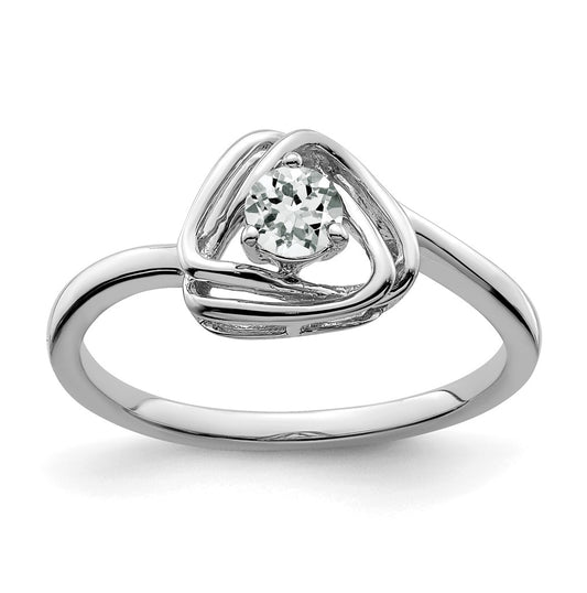 14k White Gold White Topaz Triangle Ring, Size 6