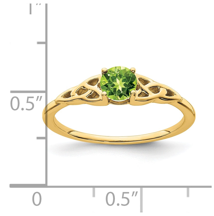 10K Yellow Gold Peridot Celtic Knot Ring, Size 7