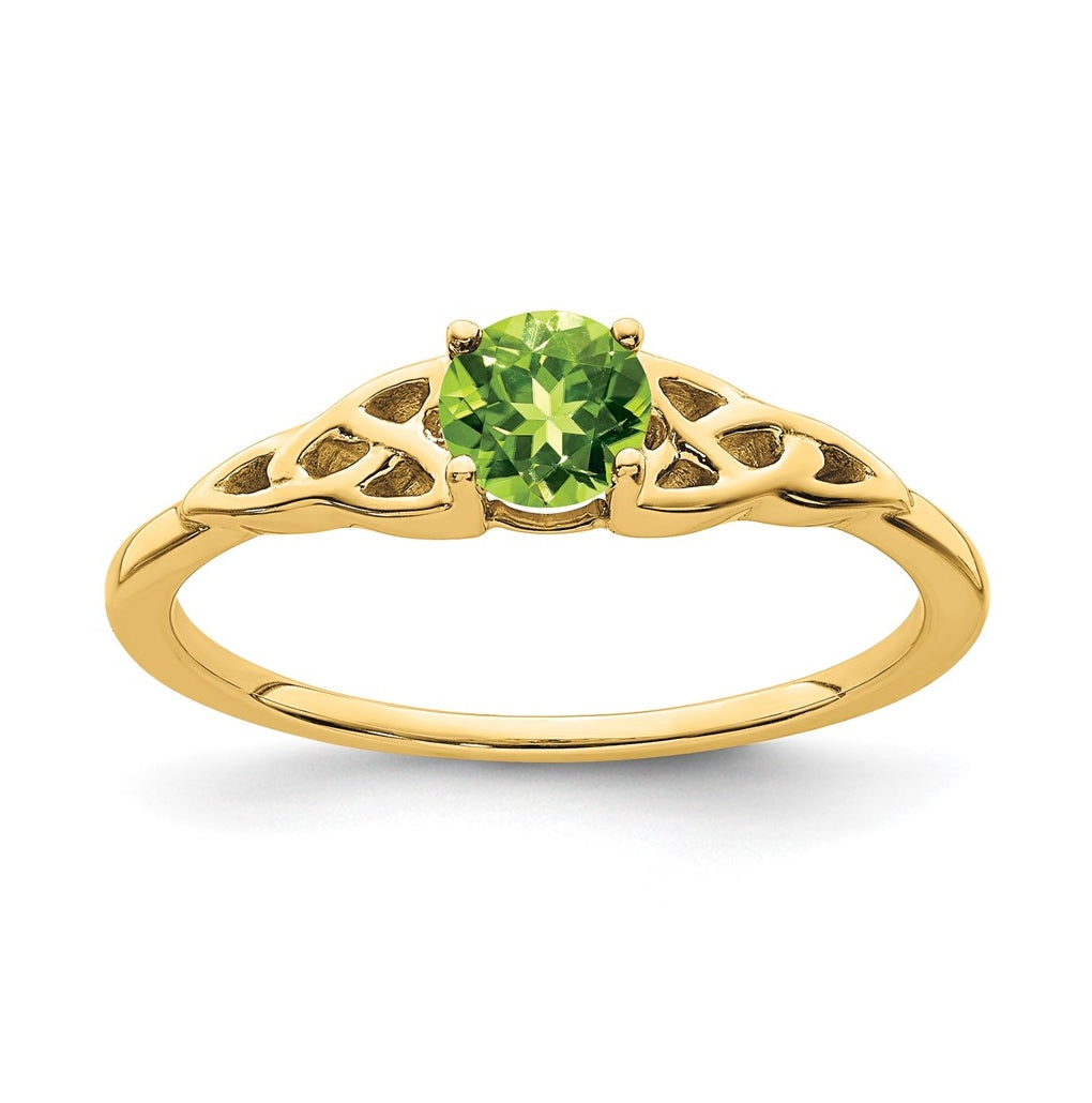 10K Yellow Gold Peridot Celtic Knot Ring, Size 7