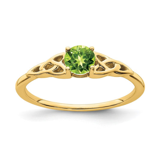 10K Yellow Gold Peridot Celtic Knot Ring, Size 7