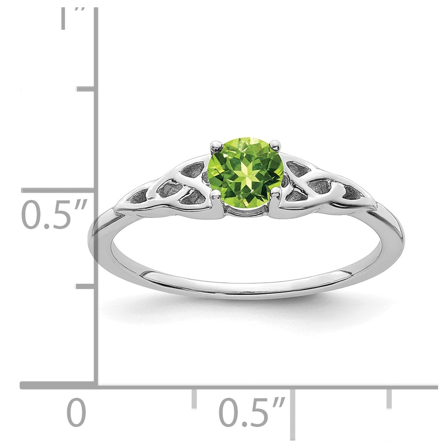 14K White Gold Peridot Celtic Knot Ring, Size 7