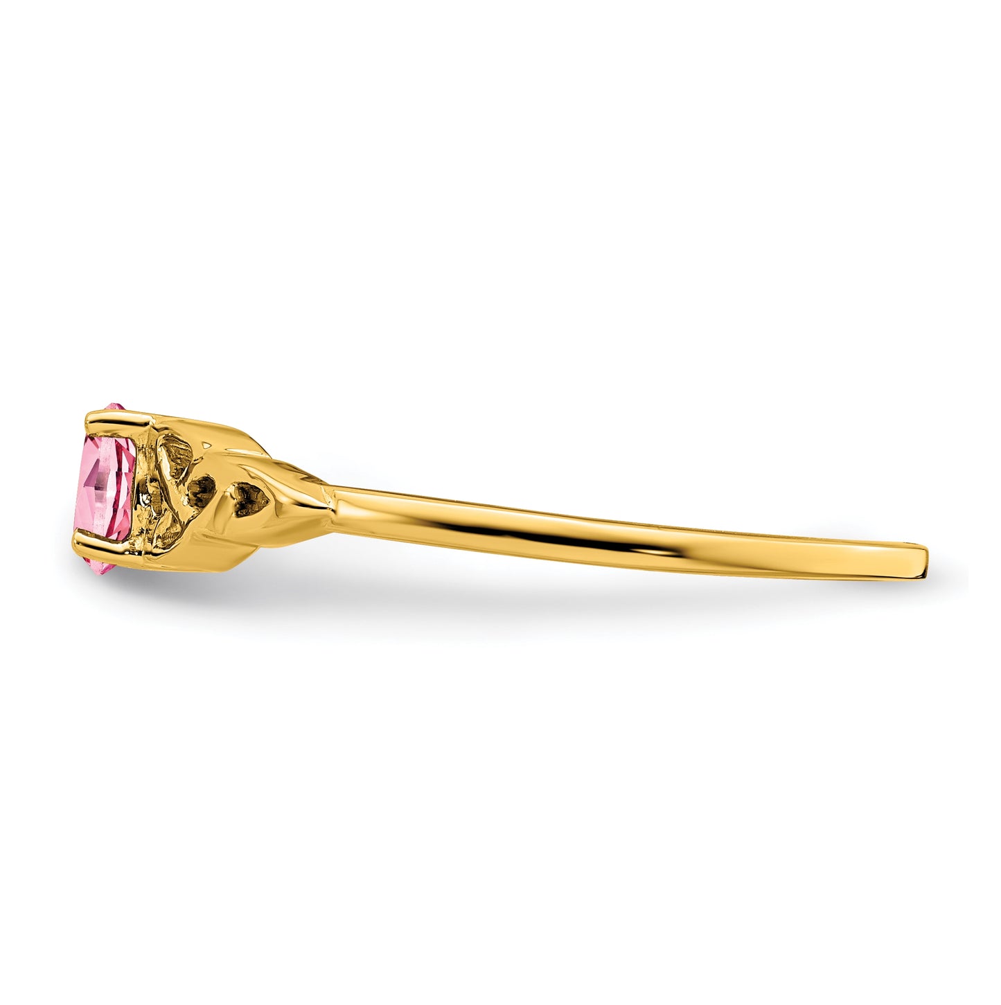 10K Yellow Gold Pink Tourmaline Celtic Knot Ring, Size 6