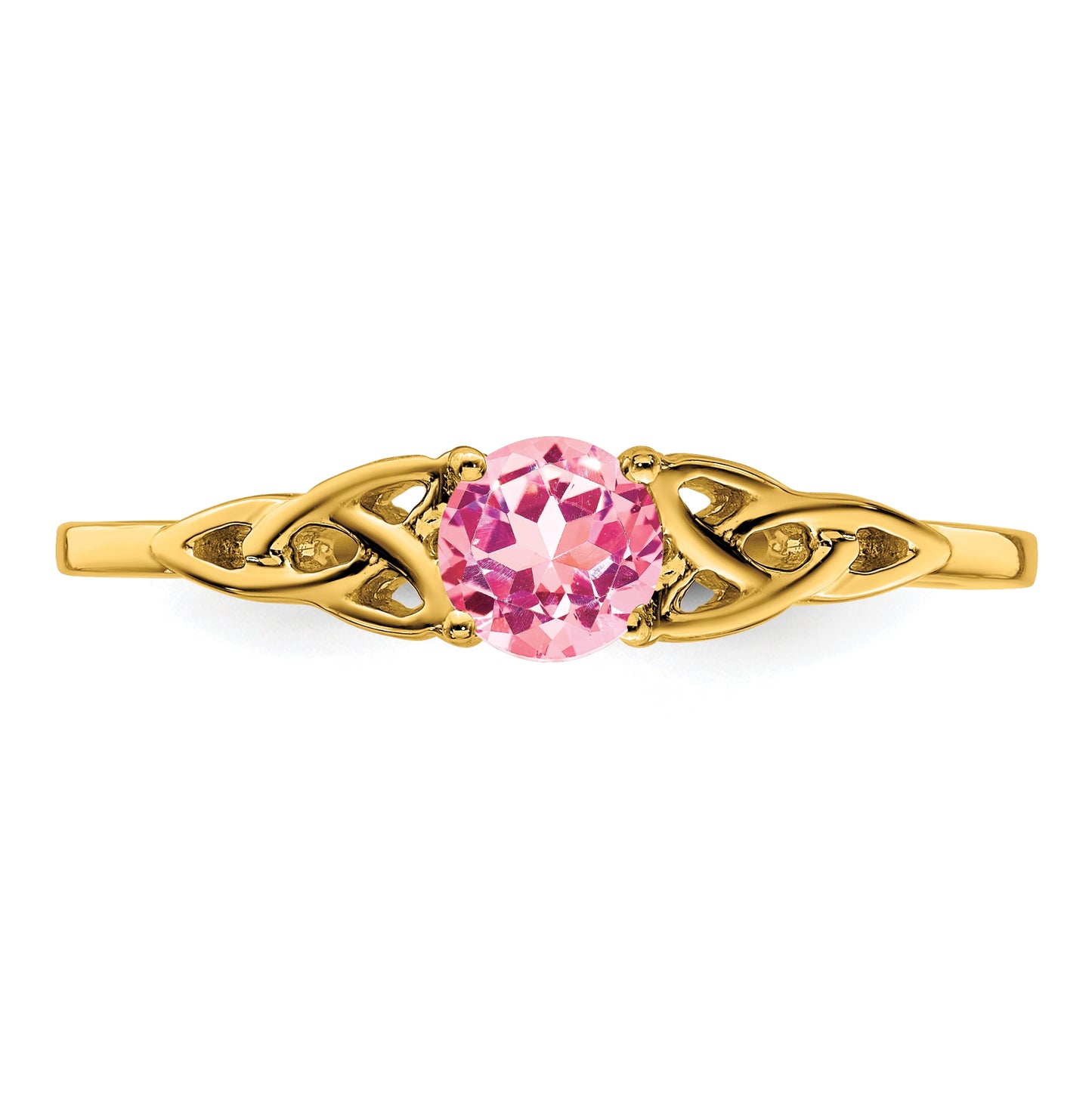 10K Yellow Gold Pink Tourmaline Celtic Knot Ring, Size 6
