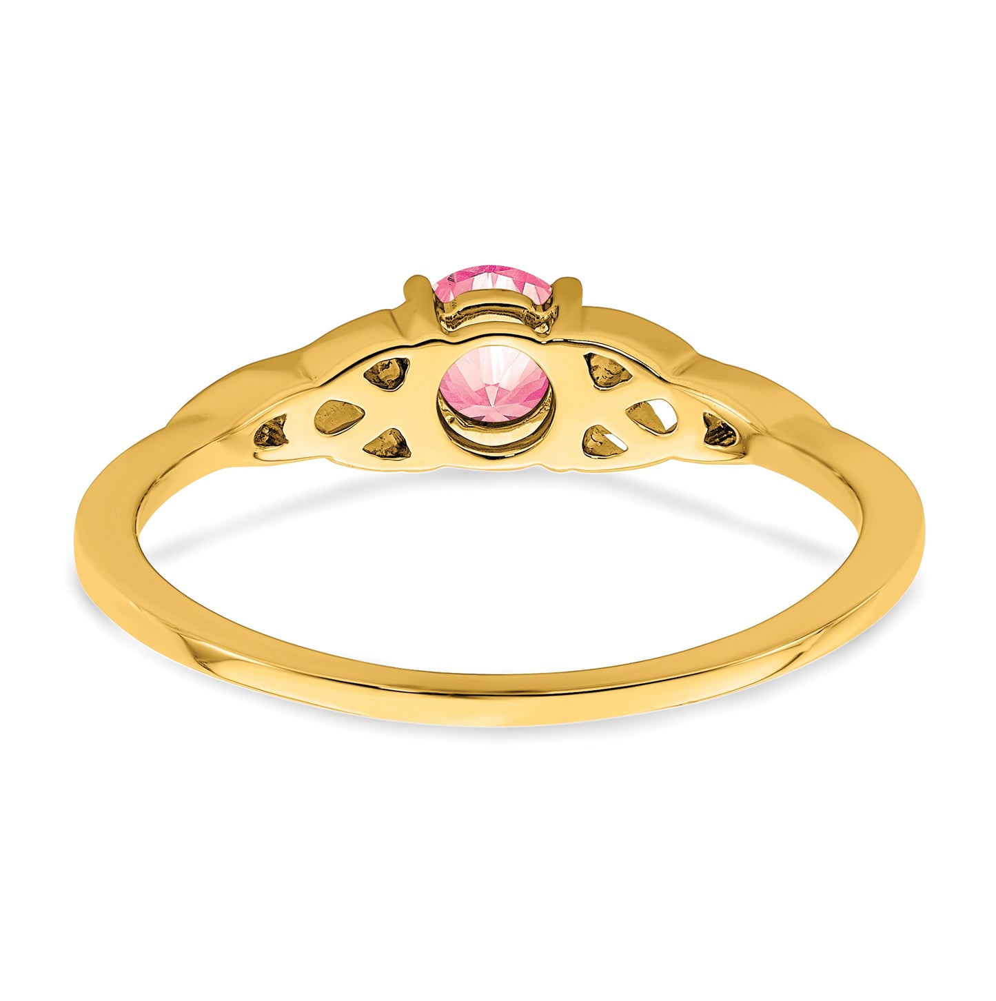 10K Yellow Gold Pink Tourmaline Celtic Knot Ring, Size 6