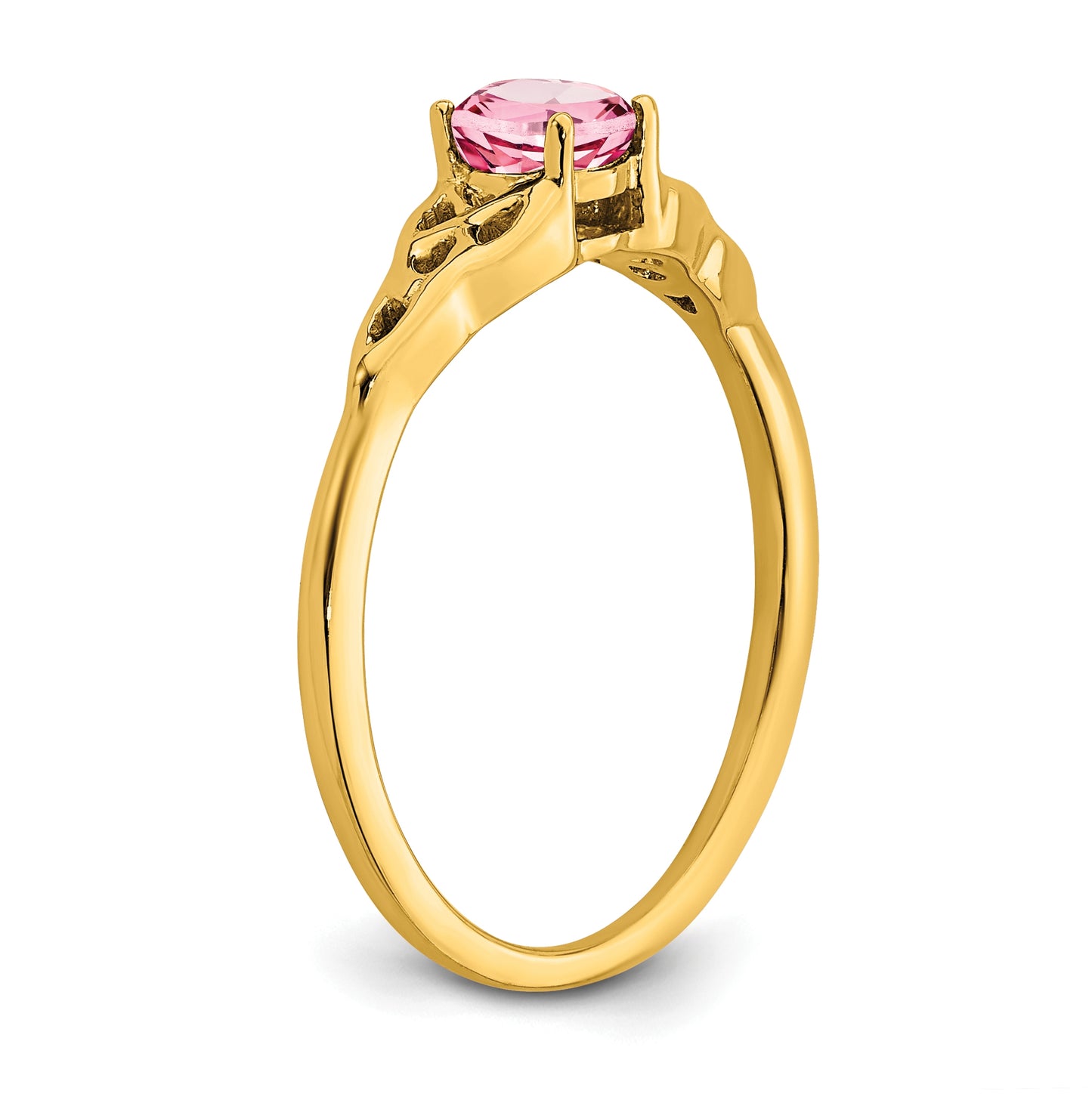 10K Yellow Gold Pink Tourmaline Celtic Knot Ring, Size 6