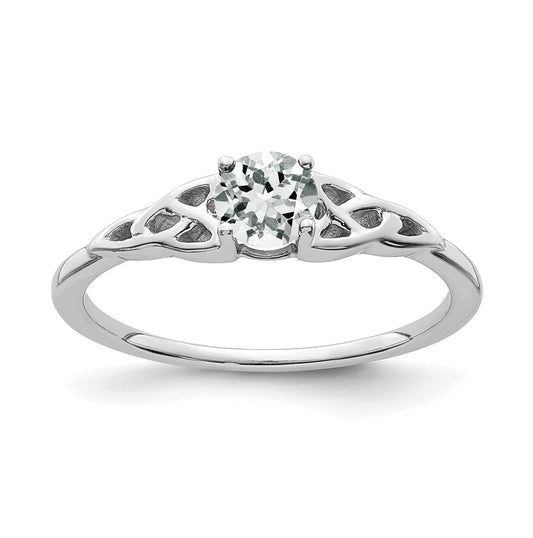 14K White Gold White Topaz Celtic Knot Ring, Size 6