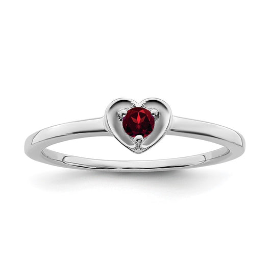 10K Yellow Gold White Gold Garnet Heart Ring, Size 7