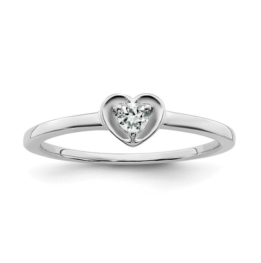 10K Yellow Gold White Gold White Topaz Heart Ring, Size 6