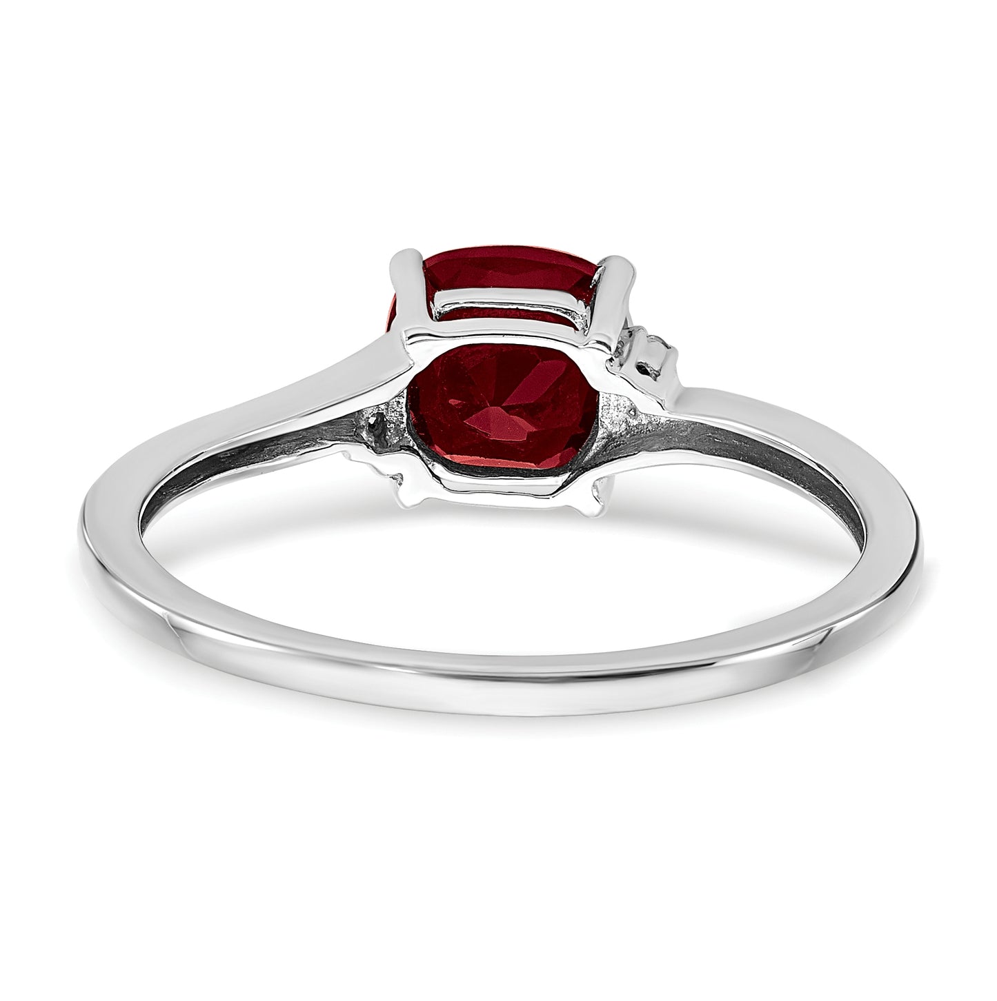 Sterling Silver Rhodium plated Created Ruby and Dia Ring, Size 7