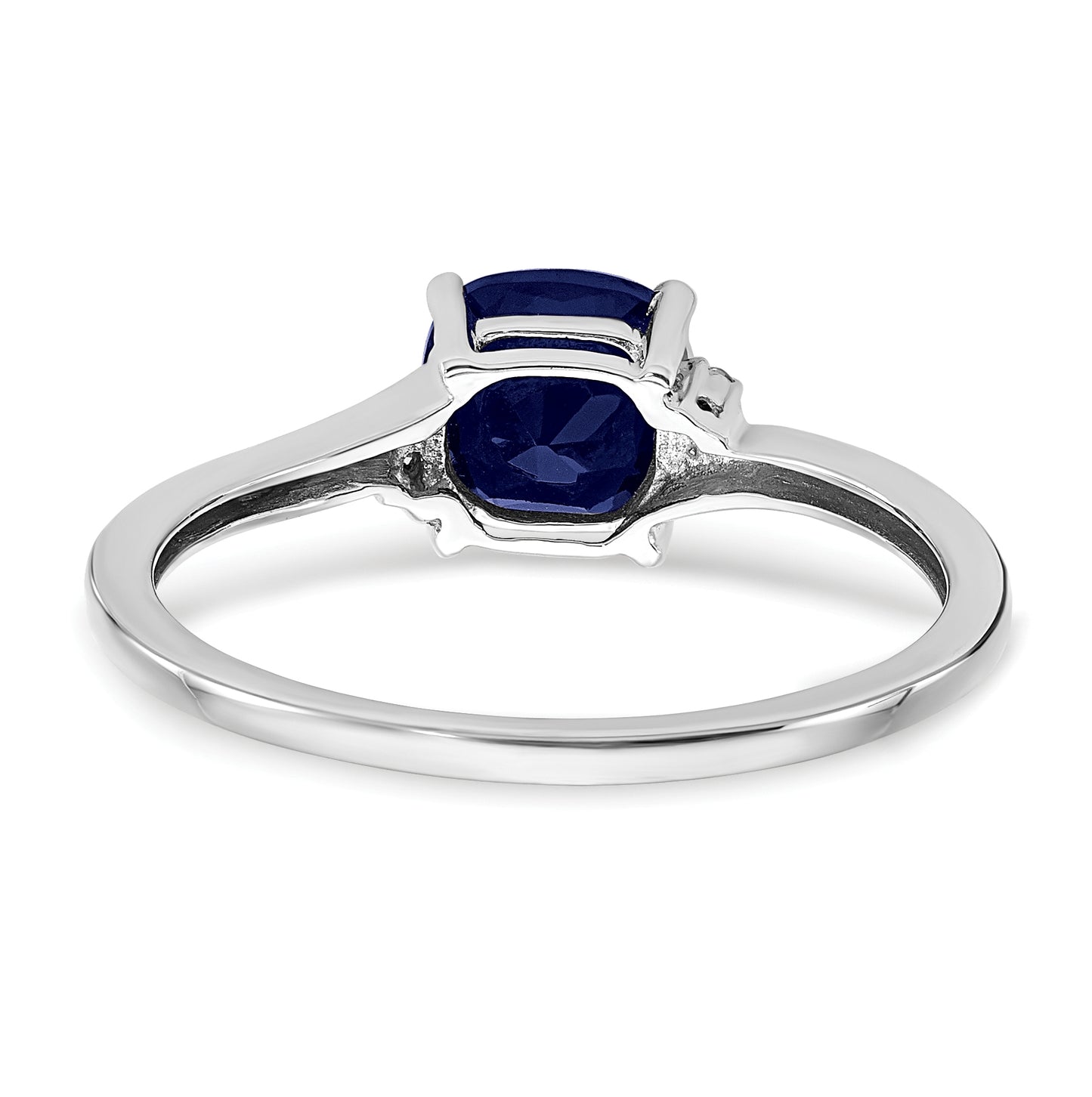 Sterling Silver Rhodium-PlatedCreated Sapphire & Diamond Ring, Size 7