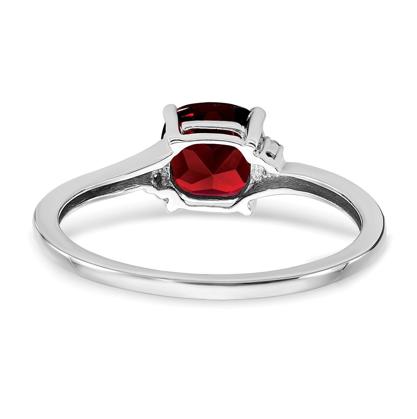 Sterling Silver Rhodium plated Garnet and Dia Ring, Size 8