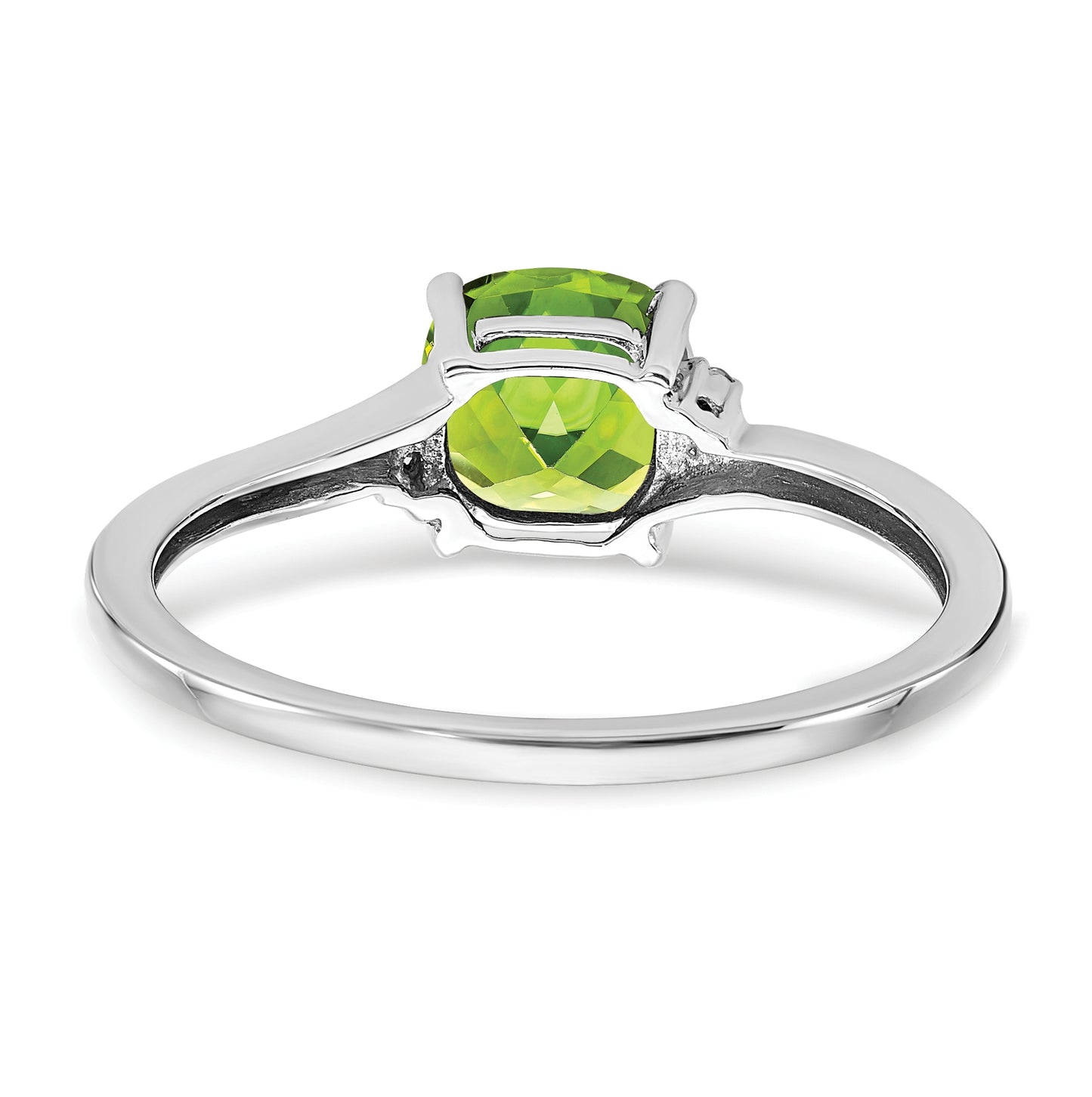 Sterling Silver Rhodium plated Peridot and Dia Ring, Size 8