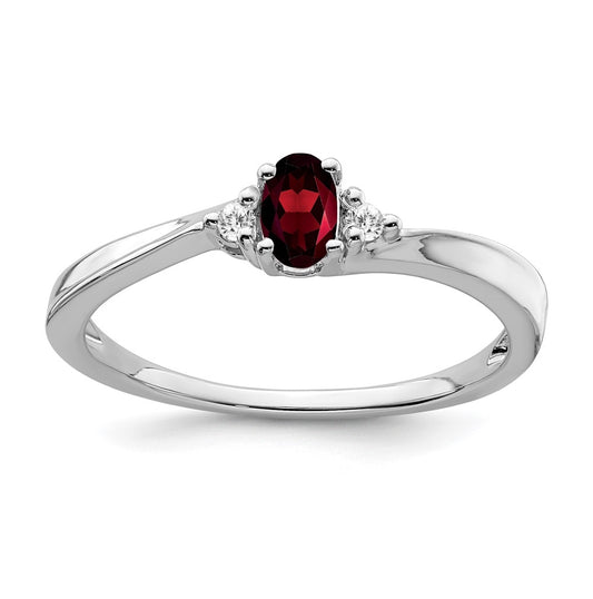 14k White Gold Garnet and Diamond Ring, Size 7