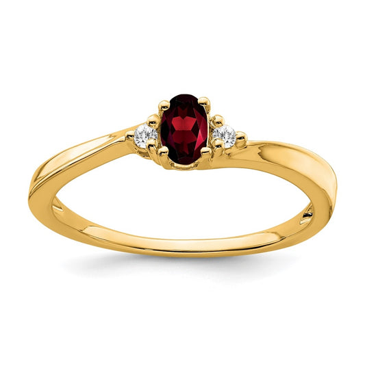 14K Yellow Gold Garnet and Diamond Ring, Size 7