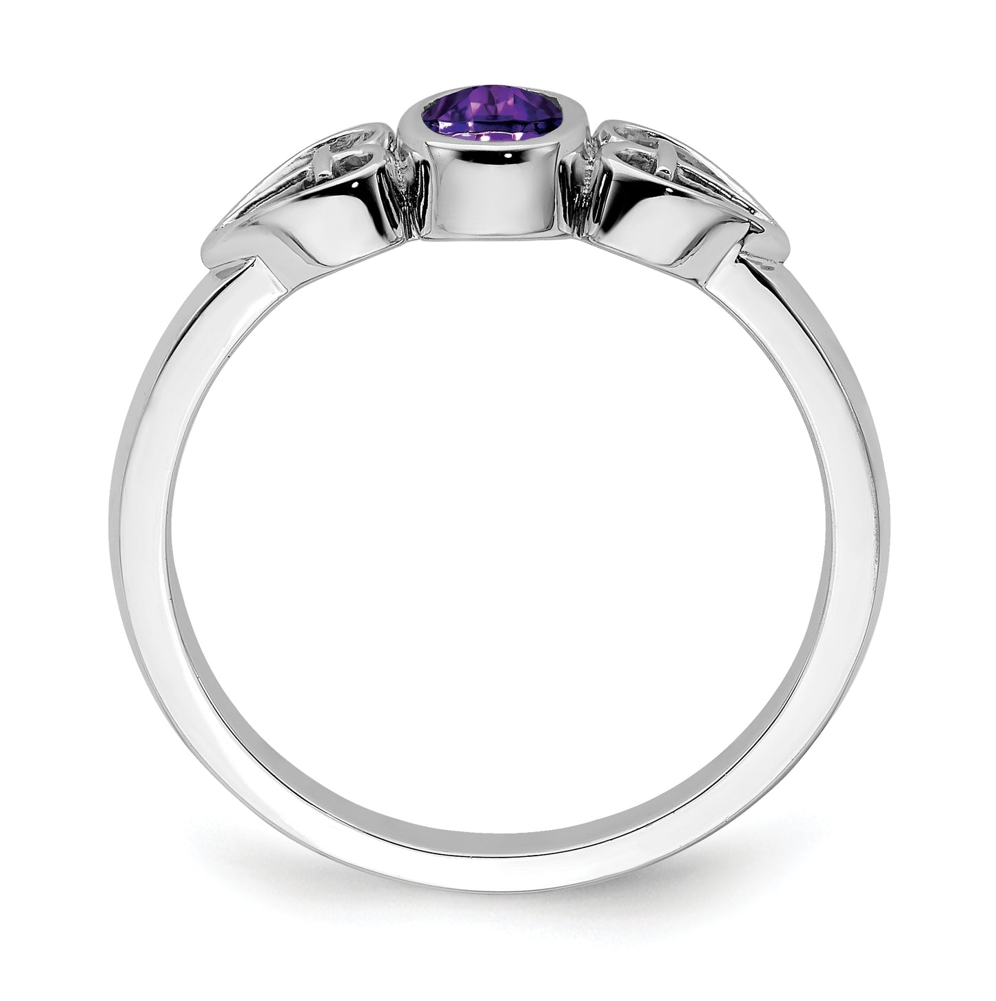 Sterling Silver Rhodium plated Amethyst Ring, Size 8