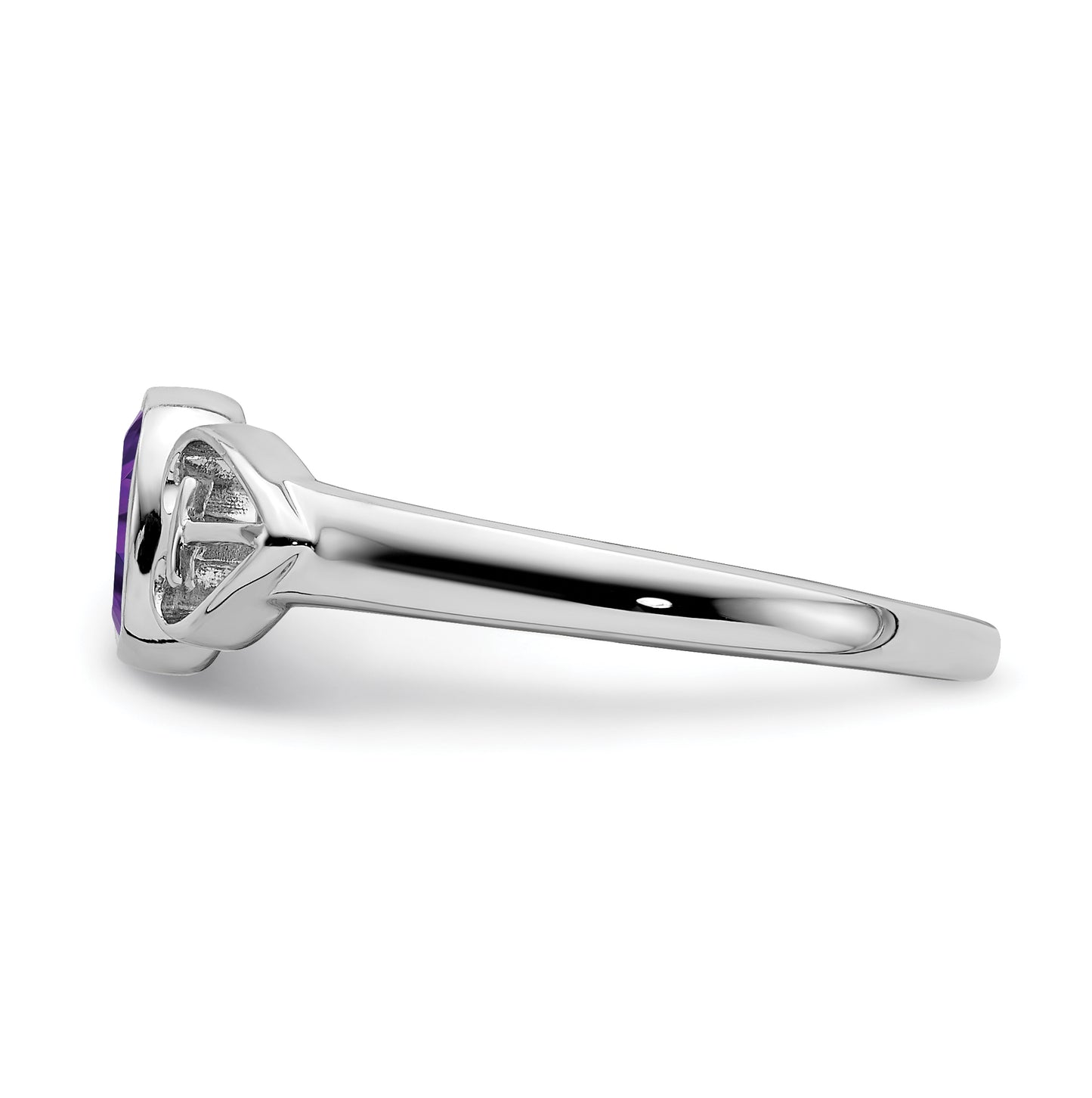 Sterling Silver Rhodium plated Amethyst Ring, Size 8