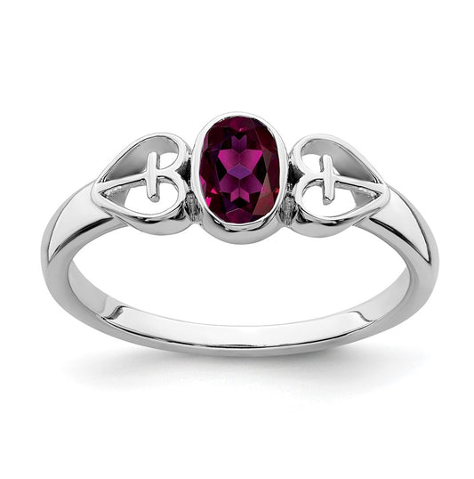 Sterling Silver Rhodium plated Rhodolite Garnet Ring, Size 7